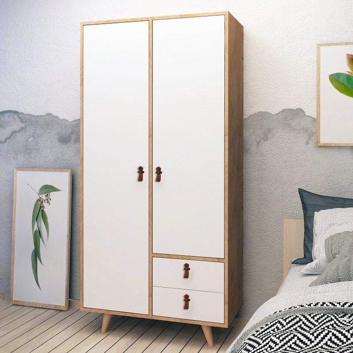 Hanah Home Musso Armario de Roble y Blanco Hanah Home Musso Armario de Roble y Blanco